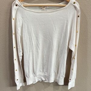 Michael Kors White Sweater with Gold Accents